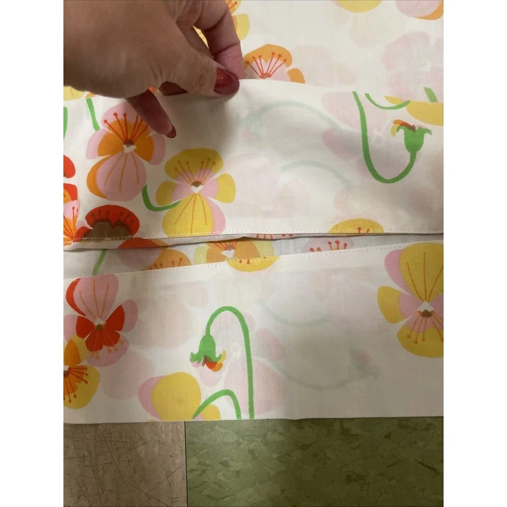 Vintage 60s SEARS ROEBUCK Bright Mod Colorful Boho Panises Print Pillowcase